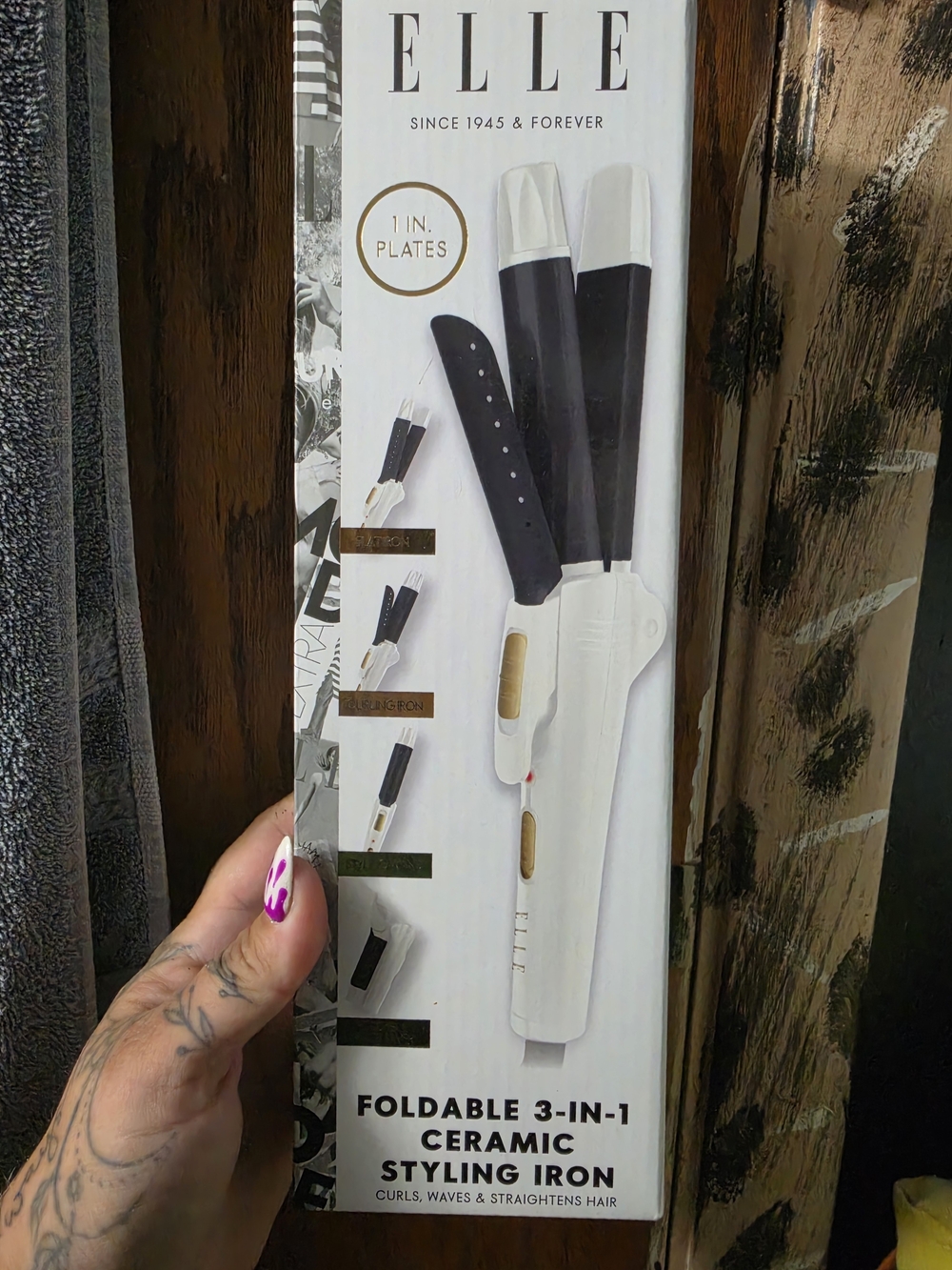 ELLE Foldable 3-in-1 Ceramic Styling Iron in White and Black